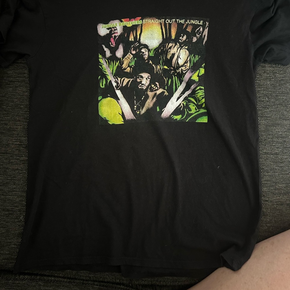 Black Graphic T-Shirt with Jungle Print